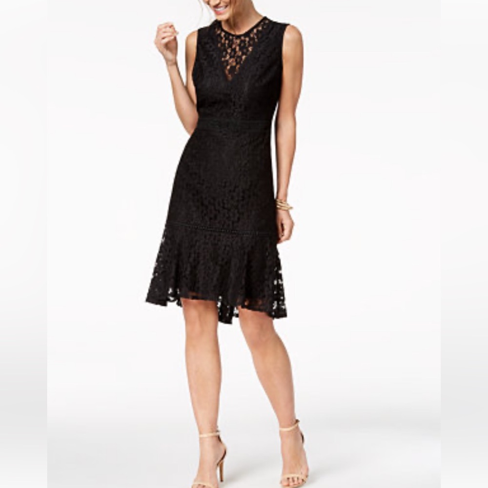 Nanette LePore size 4 black full lined lace dress - Picture 1 of 3
